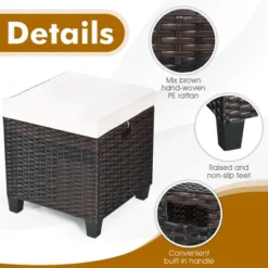 Costway 2PCS Patio Rattan Ottoman Cushioned Seat Beige -Garden & Outdoors GUEST f0decbbf 27f4 4e4d 9d9e 4826b7707178