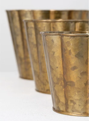 Sullivans Set Of 3 Flower Planters 6.5"H, 5.5"H & 5"H Brown 1 Sullivans Set Of 3 Flower Planters 6.5"H, 5.5"H & 5"H Brown