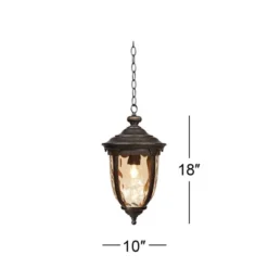 John Timberland Bellagio Rustic Outdoor Hanging Light Bronze 18" Champagne Hammered Glass Damp Rated For Post Exterior Barn Deck House Porch Patio -Garden & Outdoors GUEST f1fe0041 4c82 40b6 94c4 76e26dab497f