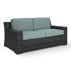 Beaufort Outdoor Wicker Loveseat - Mist - Crosley -Garden & Outdoors GUEST f23d4f7e 209c 4bb4 86a3 0b2891eb14e1