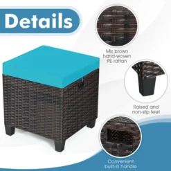 Costway 2PCS Patio Rattan Ottoman Cushioned Seat W/ Foot Rest Turquoise -Garden & Outdoors GUEST f243ff80 0053 4b1d bf2a a96154321dfb