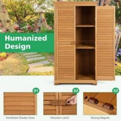 Costway Outdoor Fir Wood Storage Shed Garden Tool Cabinet Locker Tall Vertical Organizer -Garden & Outdoors GUEST f2662f7e 672f 4b37 8ab7 a3530d1fcf35