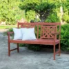 Malibu Plaid Hardwood Eucalyptus Outdoor Patio Bench - Tan - Vifah