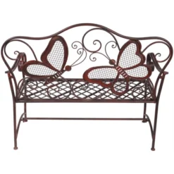 Butterfly Metal Bench Brown - Alpine Corporation -Garden & Outdoors GUEST f41d6e91 caa5 484f aecc 64ec89f86cea