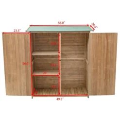Costway Garden Outdoor Wooden Storage Shed Cabinet Double Doors Fir Wood Lockers