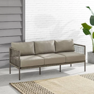 Cali Bay Outdoor Wicker Sofa - Taupe/Light Brown - Crosley 1 Cali Bay Outdoor Wicker Sofa - Taupe/Light Brown - Crosley