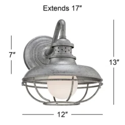 Franklin Iron Works Rustic Industrial Farmhouse Vintage Outdoor Barn Light Fixture Galvanized Steel Open Cage 13" White Glass Orb For Exterior Porch -Garden & Outdoors GUEST f5dcbbcf 7822 4241 92f0 5100932654eb