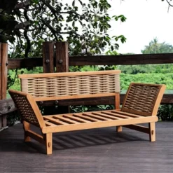 Cambridge Casual Auburn Teak & Wicker Outdoor Patio Daybed With Cushion Brown/Blue 17 Cambridge Casual Auburn Teak & Wicker Outdoor Patio Daybed With Cushion Brown/Blue -Garden & Outdoors GUEST f5f33cd9 3010 4e87 9f21 f7fc88ae2aa9