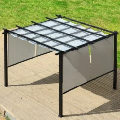 Aoodor 10 X 10 Ft Outdoor Pergola With Retractable Canopy, Aluminum Frame, 4 Pieces Patio Sun Shade Shelter For Backyard, Deck 13 Aoodor 10 X 10 Ft Outdoor Pergola With Retractable Canopy, Aluminum Frame, 4 Pieces Patio Sun Shade Shelter For Backyard, Deck -Garden & Outdoors GUEST f5faac70 072c 43a5 bdfe 1f9e1ae34b69