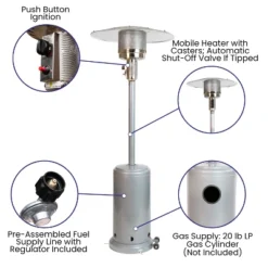 Merrick Lane Stainless Steel 7.5' Tall 40,000 BTU Outdoor Propane Patio Heater With Wheels 24 Merrick Lane Stainless Steel 7.5' Tall 40,000 BTU Outdoor Propane Patio Heater With Wheels -Garden & Outdoors GUEST f645f07d a656 4c73 a2d5 6fe80c924ea0