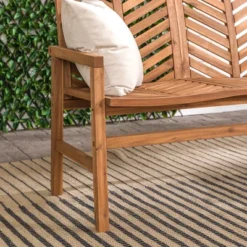 Slatted Chevron Acacia Wood Patio Loveseat – Saracina Home -Garden & Outdoors GUEST f701a10c e9a5 43fa 9074 adfb36c6efe7