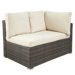 7pc Wicker Patio Set With Cushions & Storage Box - Gray/Beige - GODEER -Garden & Outdoors GUEST f813698e 4982 4e1b 8b6e 35237fbdb0aa