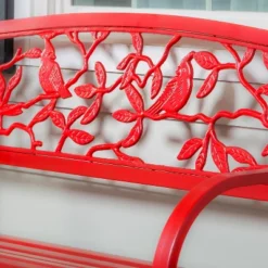 Evergreen Cardinals Metal Garden Bench, Red -Garden & Outdoors GUEST f84dd433 a793 47d8 bffc cc29a148164f