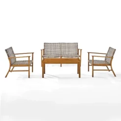 Ridley 4pc Outdoor Wicker & Metal Conversation Set - Gray - Crosley -Garden & Outdoors GUEST f9546c1b 06fd 447d 8ddc 8aa01ca705f1