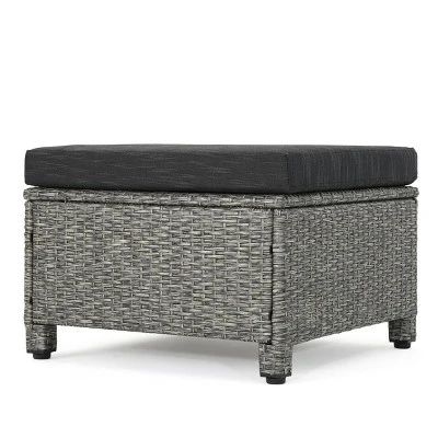Puerta 2pk Outdoor Wicker Ottomans With Cushions - Black/Dark Gray - Christopher Knight Home 5 Puerta 2pk Outdoor Wicker Ottomans With Cushions - Black/Dark Gray - Christopher Knight Home - Image 5