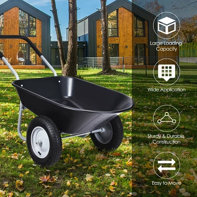 Costway 2 Tire Wheelbarrow Cart Heavy-duty Dolly Utility Cart Black 2 Costway 2 Tire Wheelbarrow Cart Heavy-duty Dolly Utility Cart Black - Image 2