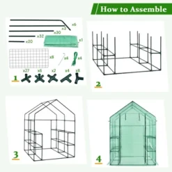 Costway Walk-in Greenhouse 56''x56''x77'' Gardening W/Observation Windows 2 Tier 8 Shelves -Garden & Outdoors GUEST fb4800e7 48ab 4b5f 8048 81853cacc6c6