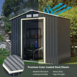 Costway Metal Storage Shed For Garden And Tools W/Sliding Double Lockable Doors -Garden & Outdoors GUEST fbe3da1f 107d 4bf6 8eea beb7d09acbad
