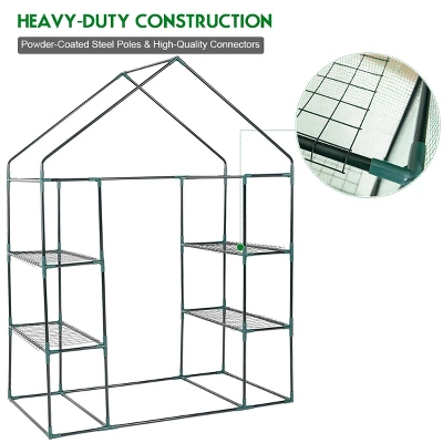 Costway Portable Mini Walk In Outdoor 4 Tier 8 Shelves Greenhouse 7 Costway Portable Mini Walk In Outdoor 4 Tier 8 Shelves Greenhouse - Image 7