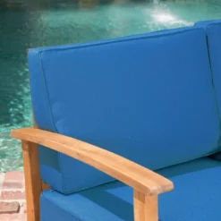 Perla 6pc Acacia Wood Patio Chat Set - Blue - Christopher Knight Home -Garden & Outdoors GUEST fc8d8cf1 3950 4160 886a a73bbabb0f3a