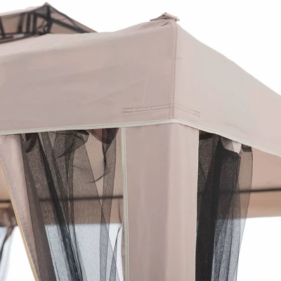 Sunjoy 10 X 10 Foot Hampton Soft Top Steel Supported Gazebo Shaded Canopy With Mosquito Netting For Large Outdoor Spaces And Backyards, Brown 4 Sunjoy 10 X 10 Foot Hampton Soft Top Steel Supported Gazebo Shaded Canopy With Mosquito Netting For Large Outdoor Spaces And Backyards, Brown - Image 4