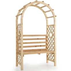 Costway Wooden Garden Bench Arch Pergola Outdoor Arbor W/backrest Patio Trellis Pergola -Garden & Outdoors GUEST fcae7ac7 f660 499d 9b88 9d4403a55cce