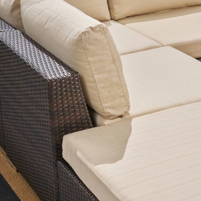 Santa Rosa 8pc Wicker Sectional Sofa Set - Brown/Beige - Christopher Knight Home 2 Santa Rosa 8pc Wicker Sectional Sofa Set - Brown/Beige - Christopher Knight Home - Image 2