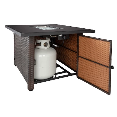 Endless Summer 44 X 32" Rectangular 40,000 BTU Liquid Propane Gas Outdoor Fire Pit Table W/ White Fire Glass, Center Insert And Cover, Brown/Black 5 Endless Summer 44 X 32" Rectangular 40,000 BTU Liquid Propane Gas Outdoor Fire Pit Table W/ White Fire Glass, Center Insert And Cover, Brown/Black - Image 5
