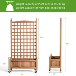 Tangkula 2PC 50in Wood Planter Box With Trellis And Wheels Mobile Plant Raised Bed For Indoor&Outdoor -Garden & Outdoors GUEST fd3e6b07 d284 4031 8da9 1f3a3a17a892