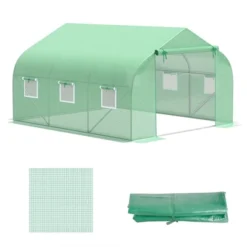 Outsunny Greenhouse Replacement Cover For 11.5' X 10' X 6.5' Walk-in Tunnel PE Hot House Plastic Cover With Zipper Door And 6 Roll Up Windows (Frame Not Included) -Garden & Outdoors GUEST fd408481 f6ff 4ba9 a9a4 1bd58e4b6699