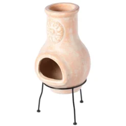 Vintiquewise Beige Outdoor Clay Chimney Outdoor Fireplace Sun Design Charcoal Burning Fire Pit With Sturdy Metal Stand, Barbecue, Family Gathering -Garden & Outdoors GUEST fd74d080 2266 4fac 97f5 9783ab4d7311