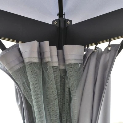 Outsunny 13' X 10' Outdoor Patio Gazebo Soft Top Canopy With PA Coated Polyester Roof, Steel/Aluminum Frame, Curtains & Netting Sidewalls, Gray 5 Outsunny 13' X 10' Outdoor Patio Gazebo Soft Top Canopy With PA Coated Polyester Roof, Steel/Aluminum Frame, Curtains & Netting Sidewalls, Gray - Image 5