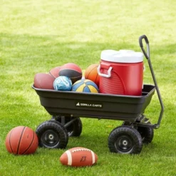 Gorilla Carts 600 Pound Capacity Heavy Duty Poly Garden Landscape Outdoor Yard Hauling Utility Wagon Dump Cart With 10 Inch Pneumatic Tires, Black -Garden & Outdoors GUEST fddb7740 6b06 47d2 bd05 c09fc72fdd17