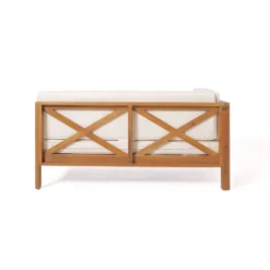 2pc Brava Outdoor Acacia Wood Left Arm Loveseat & Coffee Table With Cushion Teak/Beige - Christopher Knight Home -Garden & Outdoors GUEST fdebed3b 6254 46b5 93a8 85f5834b4bfd