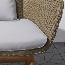 Grayton 4pc Rustic All-Weather Patio Wood And Wicker Conversation Set - Light Gray - Vifah -Garden & Outdoors GUEST ff0a0868 b98a 48ef b1ee fc5fc24ec111